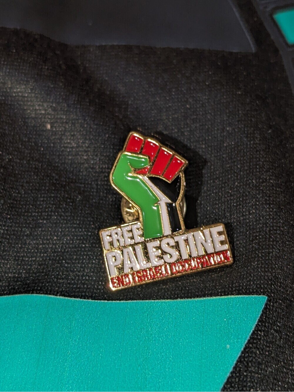 Free Palestine End Apartheid Black Graphic Tee + Pin S/L - Picture 8 of 9